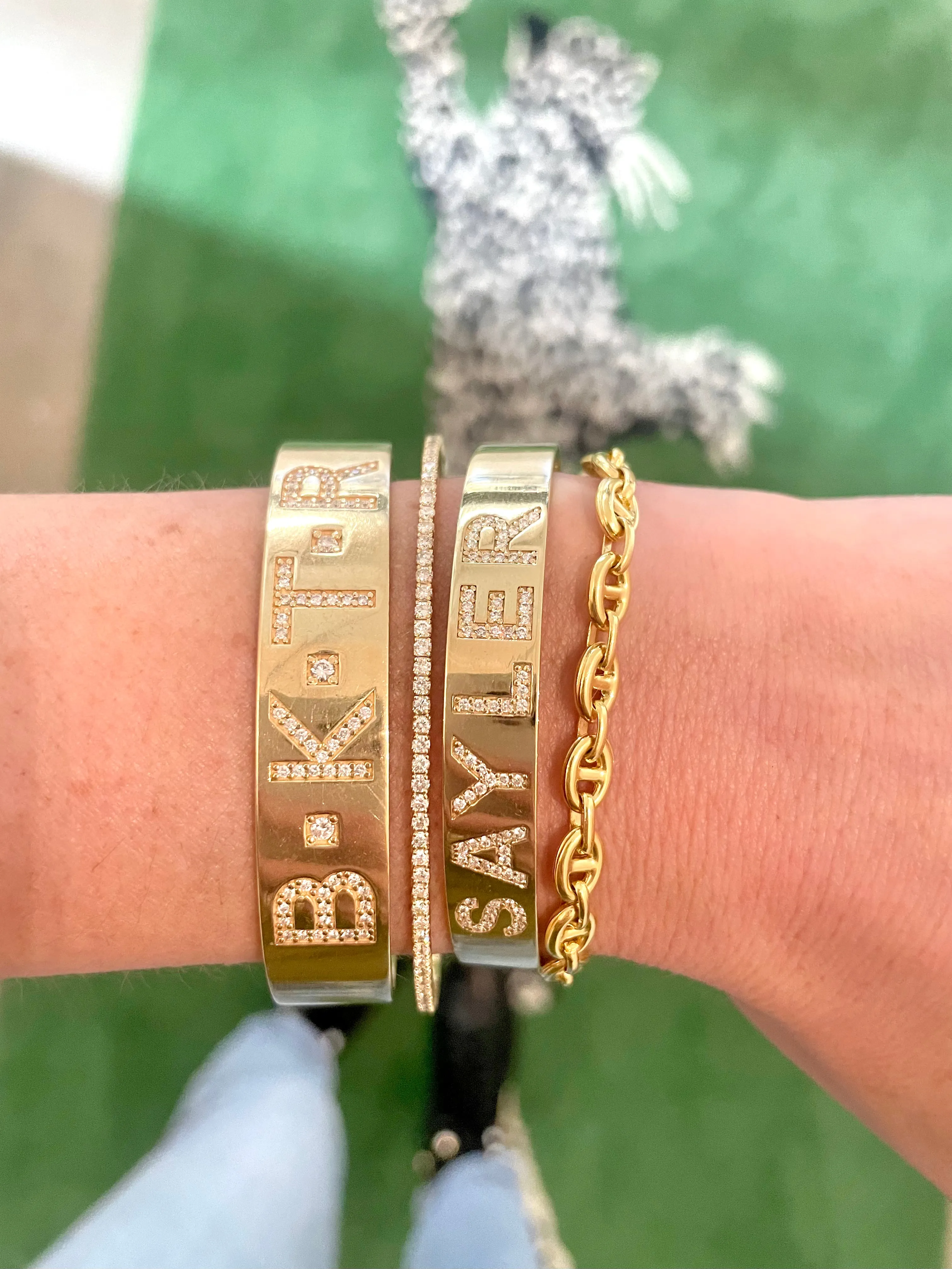 Large Diamond Initial Cuff