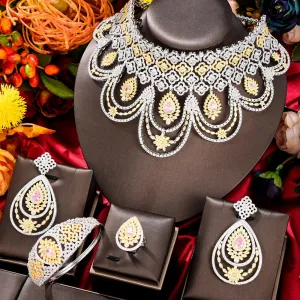Luxury Peacock Bridal Jewelry Set - Necklace, Earrings, Bracelet, Ring