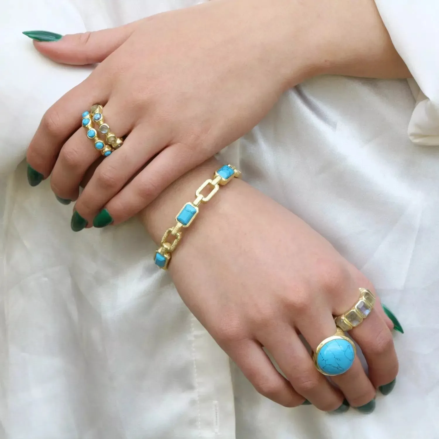 Marcia Moran Eliosa Brushed Gold & Stone Bracelet