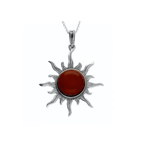 MILENA Necklace Silver and Cherry Amber Sun
