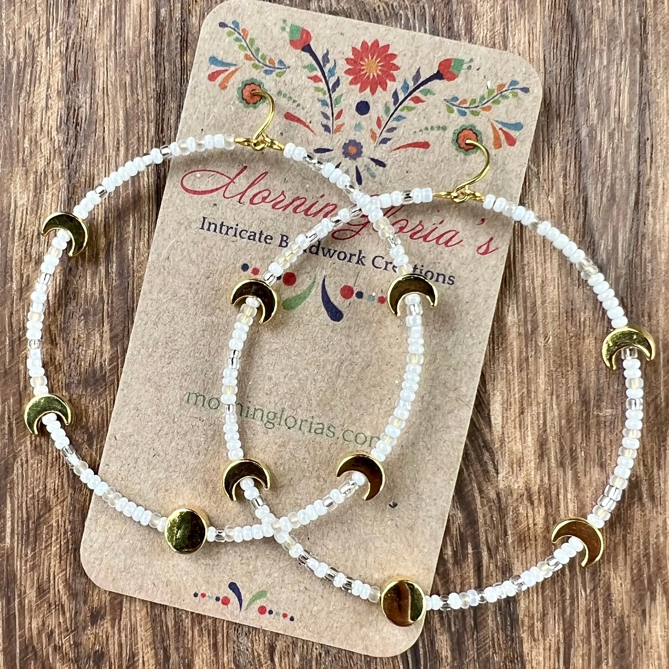 Moon Phase Beaded Hoop Earrings