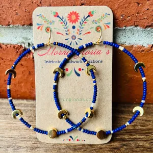 Moon Phase Beaded Hoop Earrings