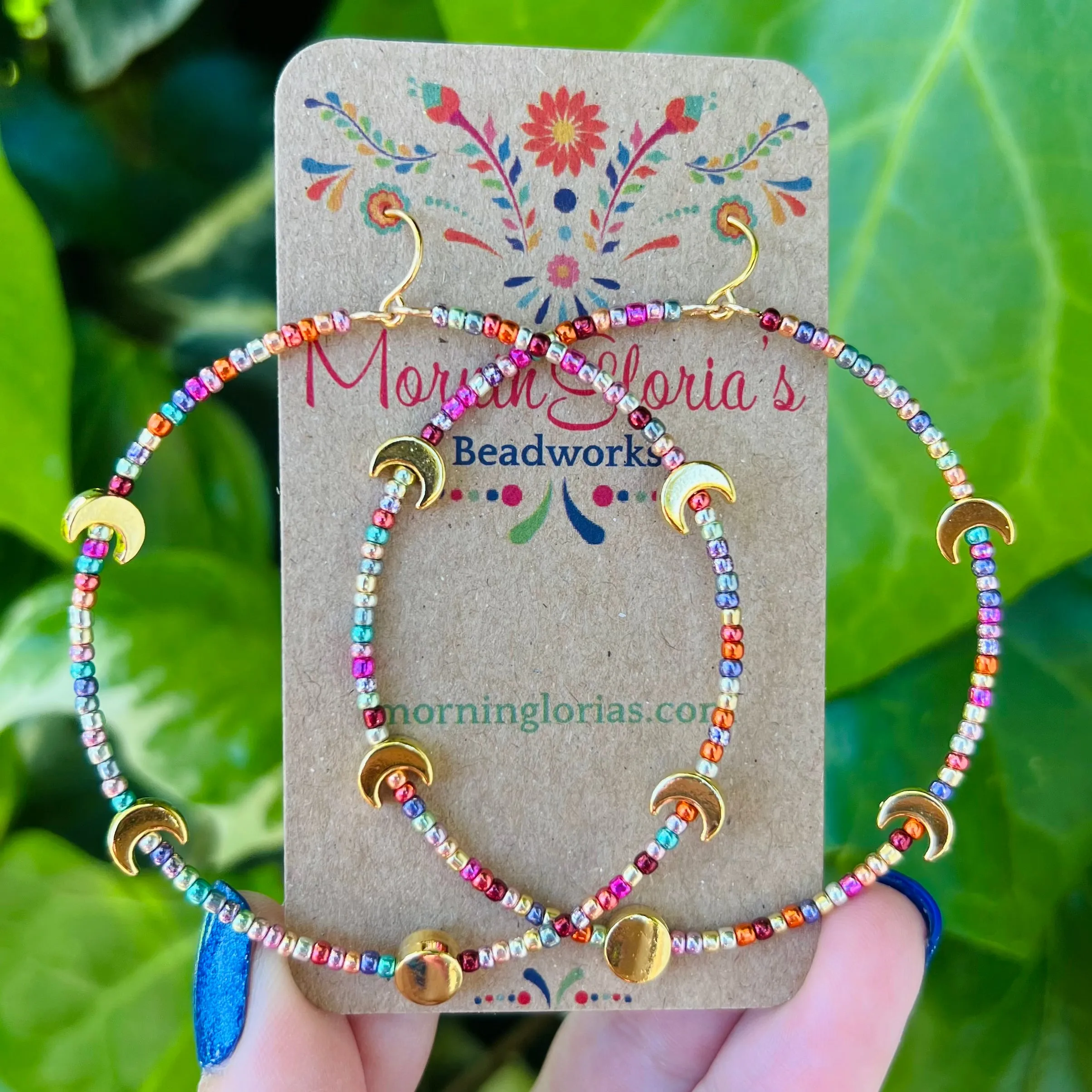 Moon Phase Beaded Hoop Earrings