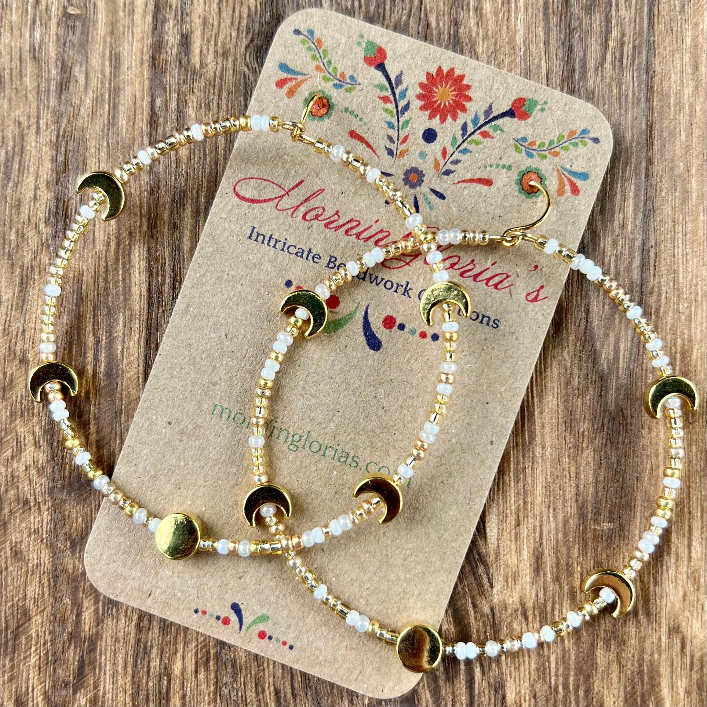 Moon Phase Beaded Hoop Earrings