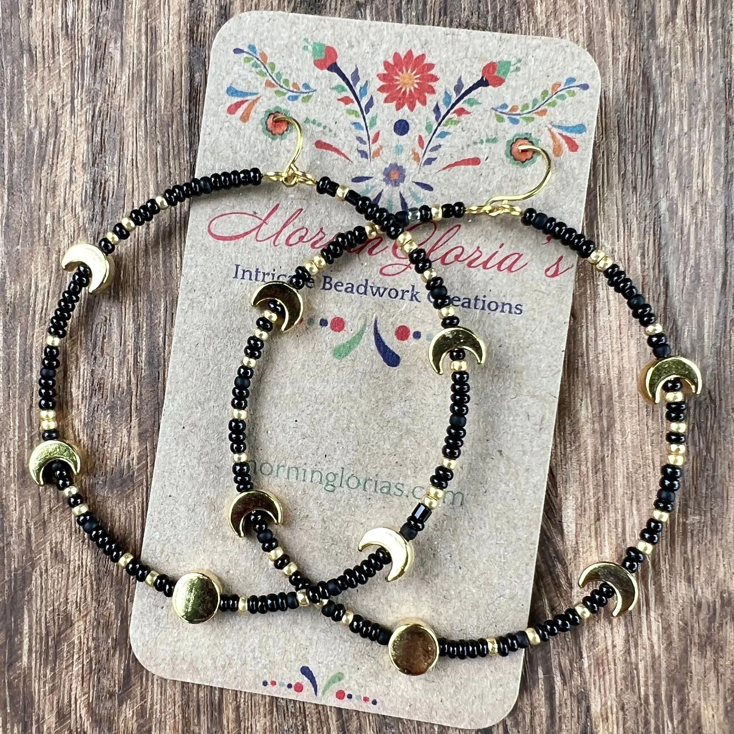 Moon Phase Beaded Hoop Earrings