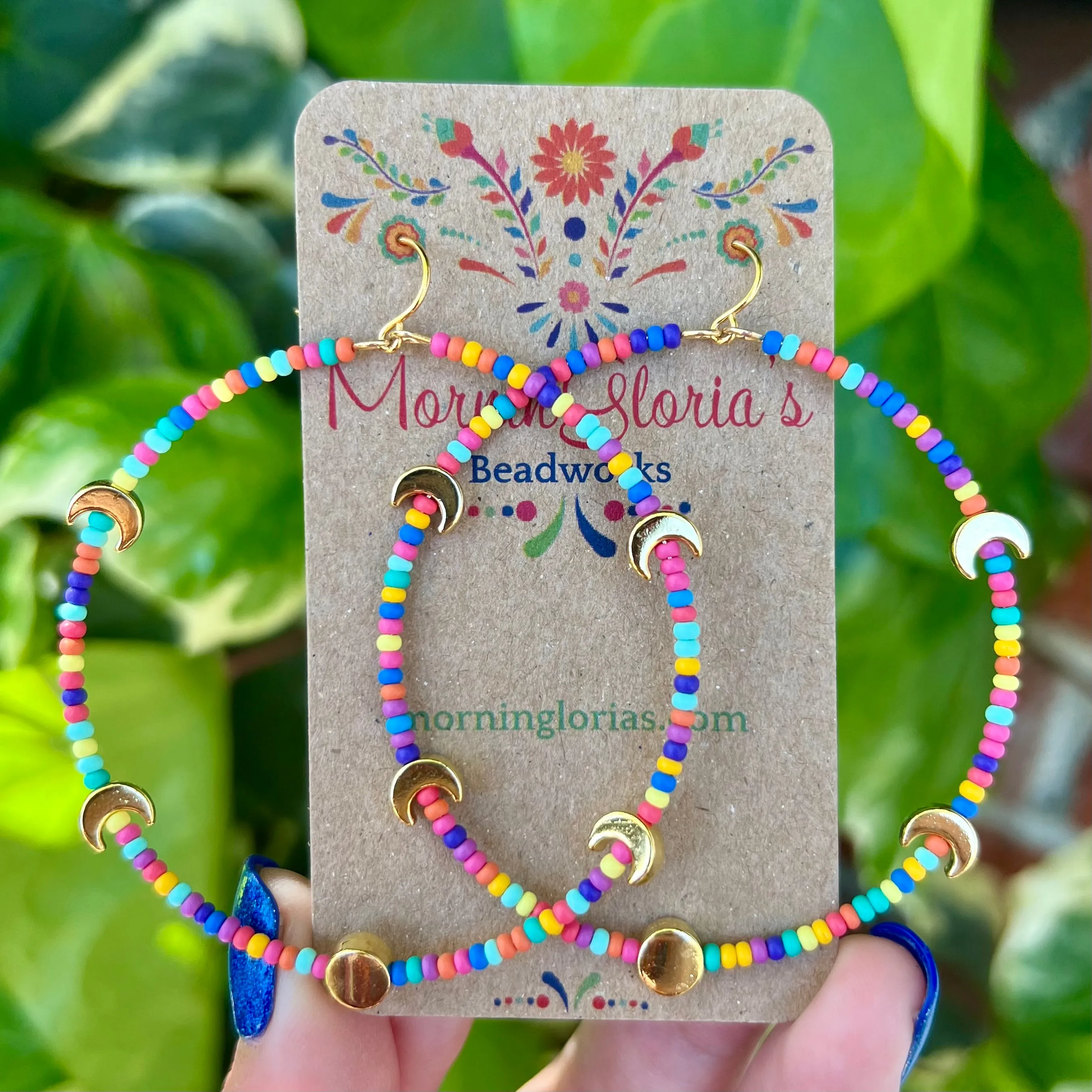 Moon Phase Beaded Hoop Earrings