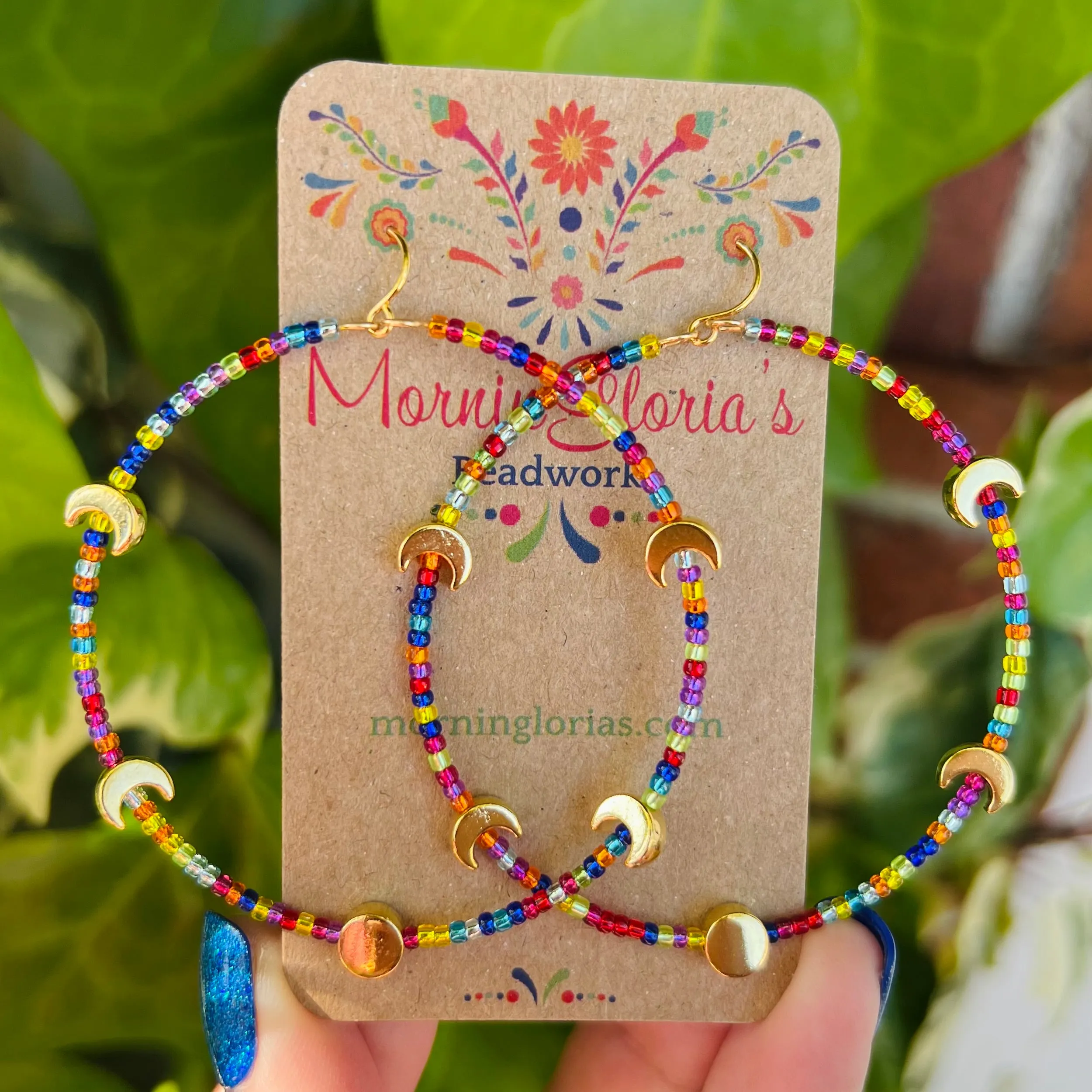 Moon Phase Beaded Hoop Earrings