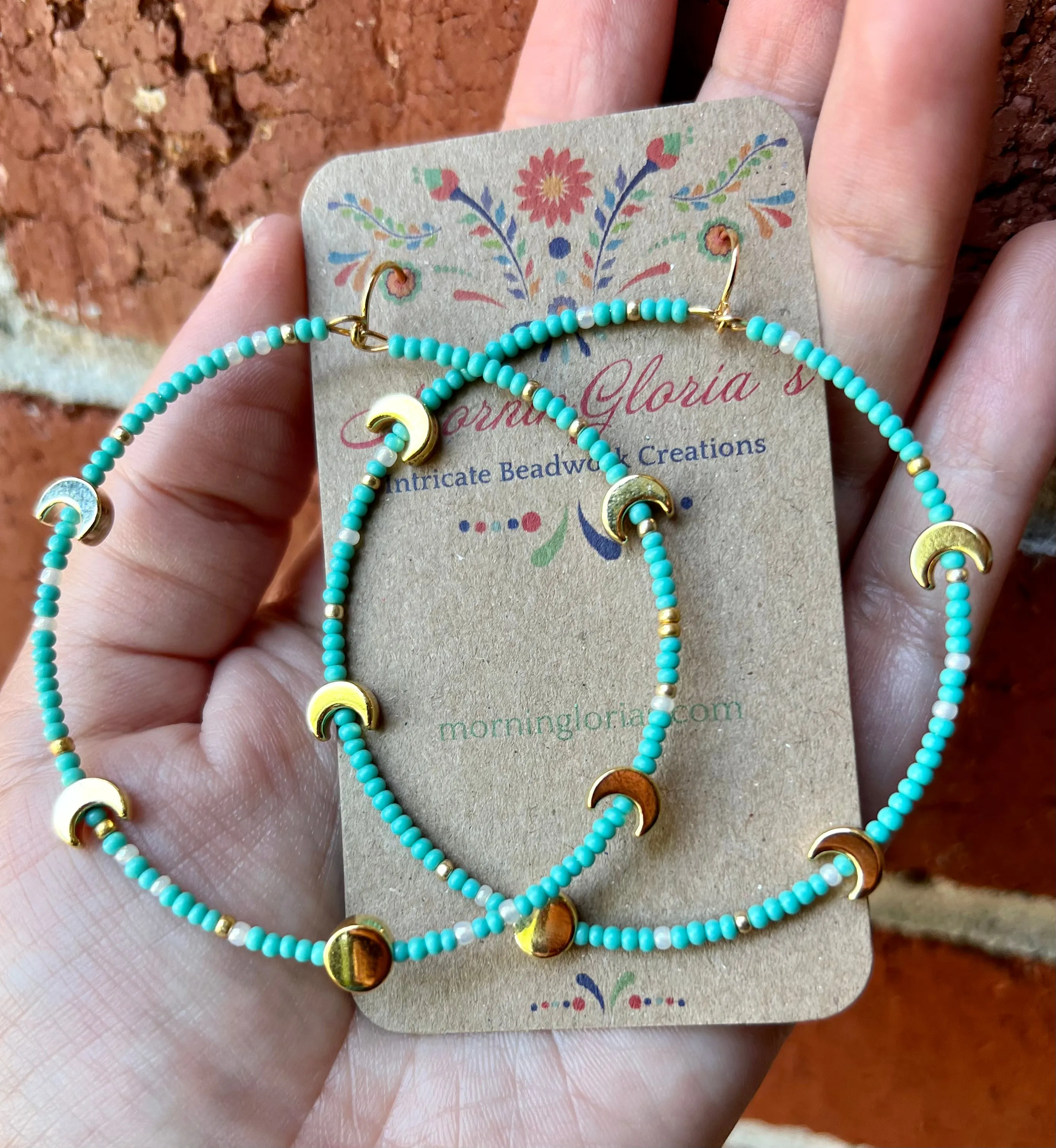 Moon Phase Beaded Hoop Earrings