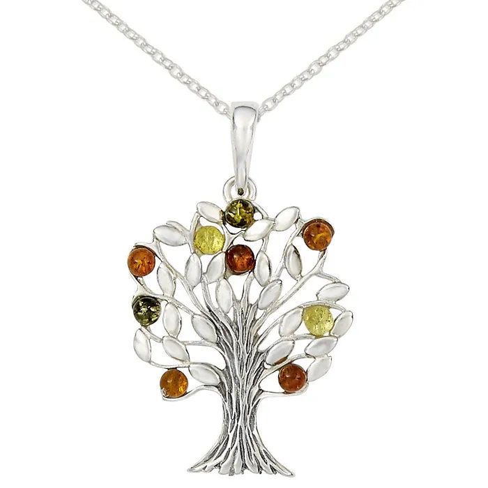 Multi Amber Tree of Life Necklace