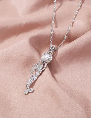 N1961 Silver Mermaid Pearl Necklace with FREE Earrings