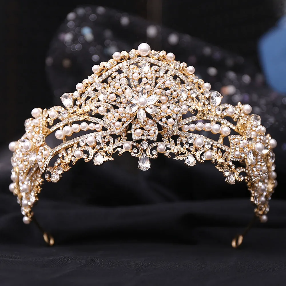 New Princess Crown Birthday Adult Crystal Tiara High-end Bridal Wedding Headwear Internet Celebrity Diamond Crown