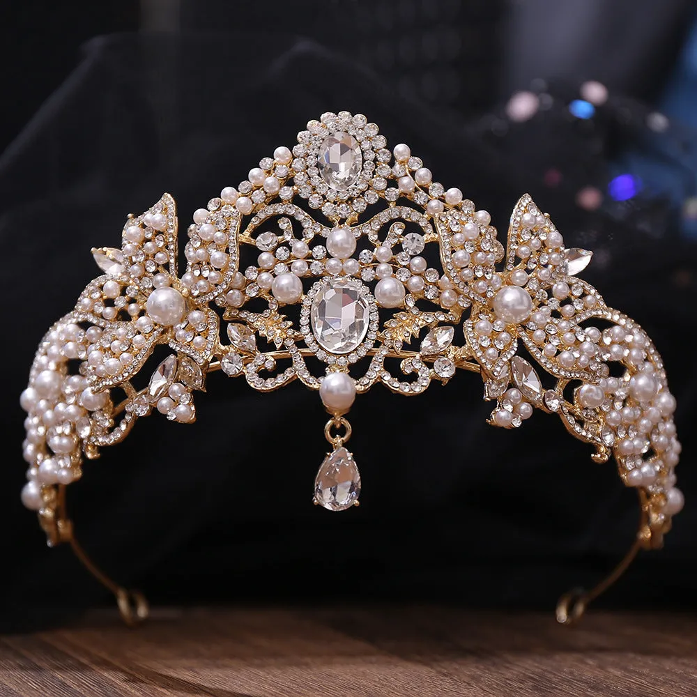 New Princess Crown Birthday Adult Crystal Tiara High-end Bridal Wedding Headwear Internet Celebrity Diamond Crown