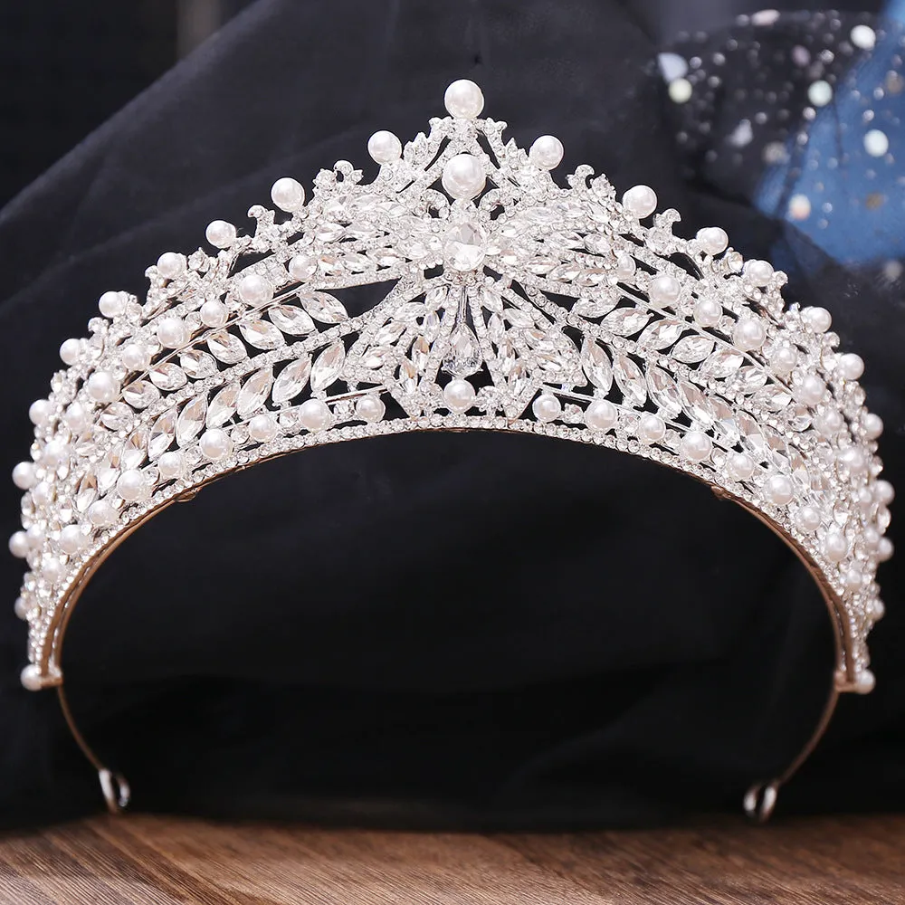 New Princess Crown Birthday Adult Crystal Tiara High-end Bridal Wedding Headwear Internet Celebrity Diamond Crown