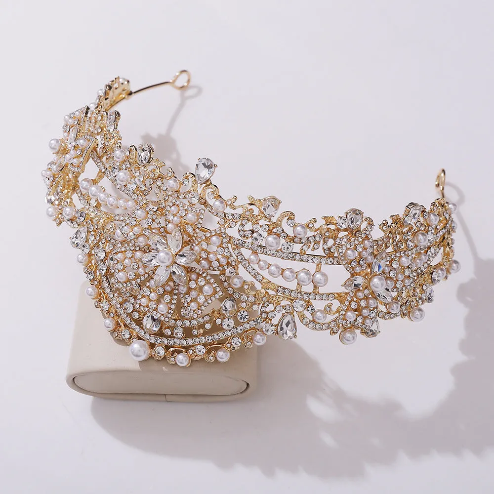 New Princess Crown Birthday Adult Crystal Tiara High-end Bridal Wedding Headwear Internet Celebrity Diamond Crown