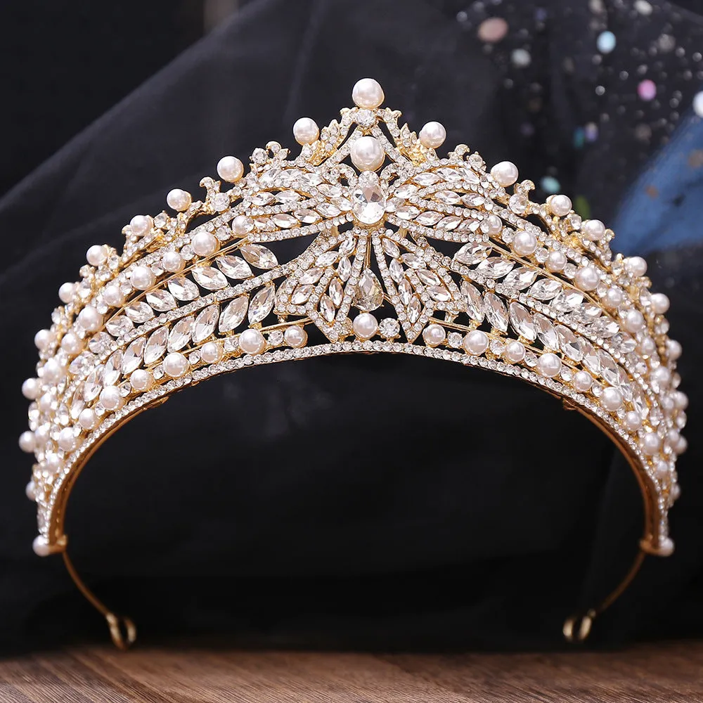 New Princess Crown Birthday Adult Crystal Tiara High-end Bridal Wedding Headwear Internet Celebrity Diamond Crown