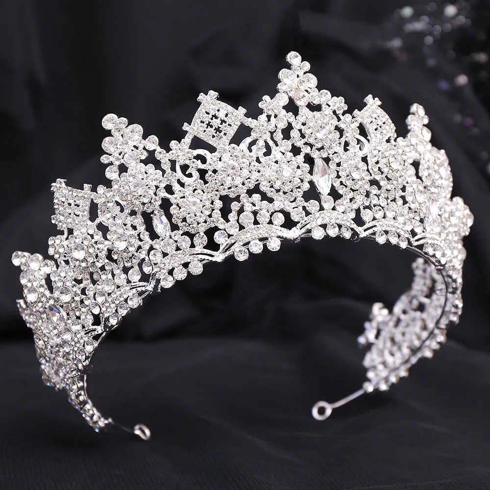 New Princess Crown Birthday Adult Crystal Tiara High-end Bridal Wedding Headwear Internet Celebrity Diamond Crown