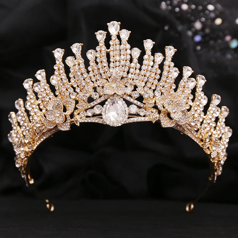 New Princess Crown Birthday Adult Crystal Tiara High-end Bridal Wedding Headwear Internet Celebrity Diamond Crown