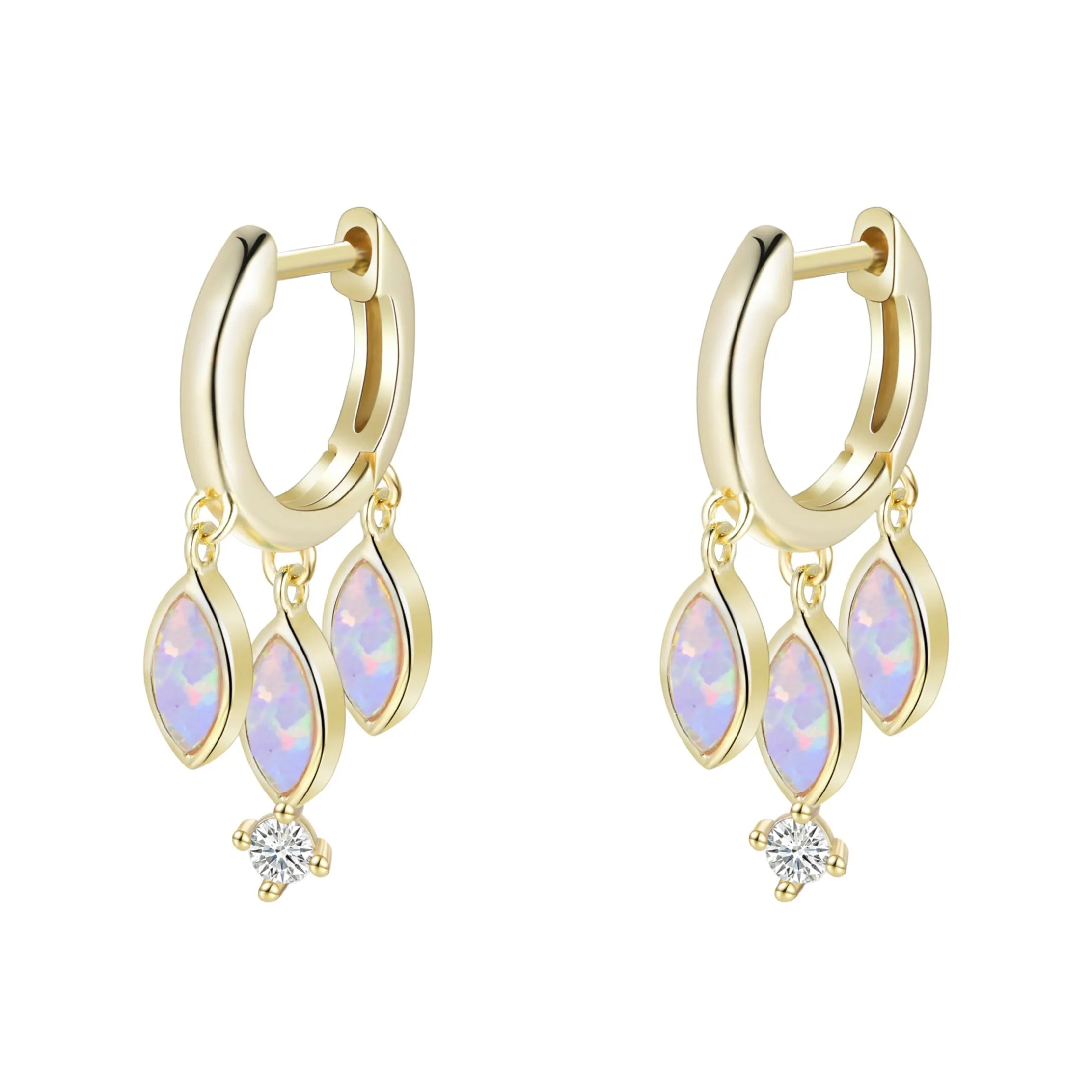 Opal Boho Shaker Huggie Earrings