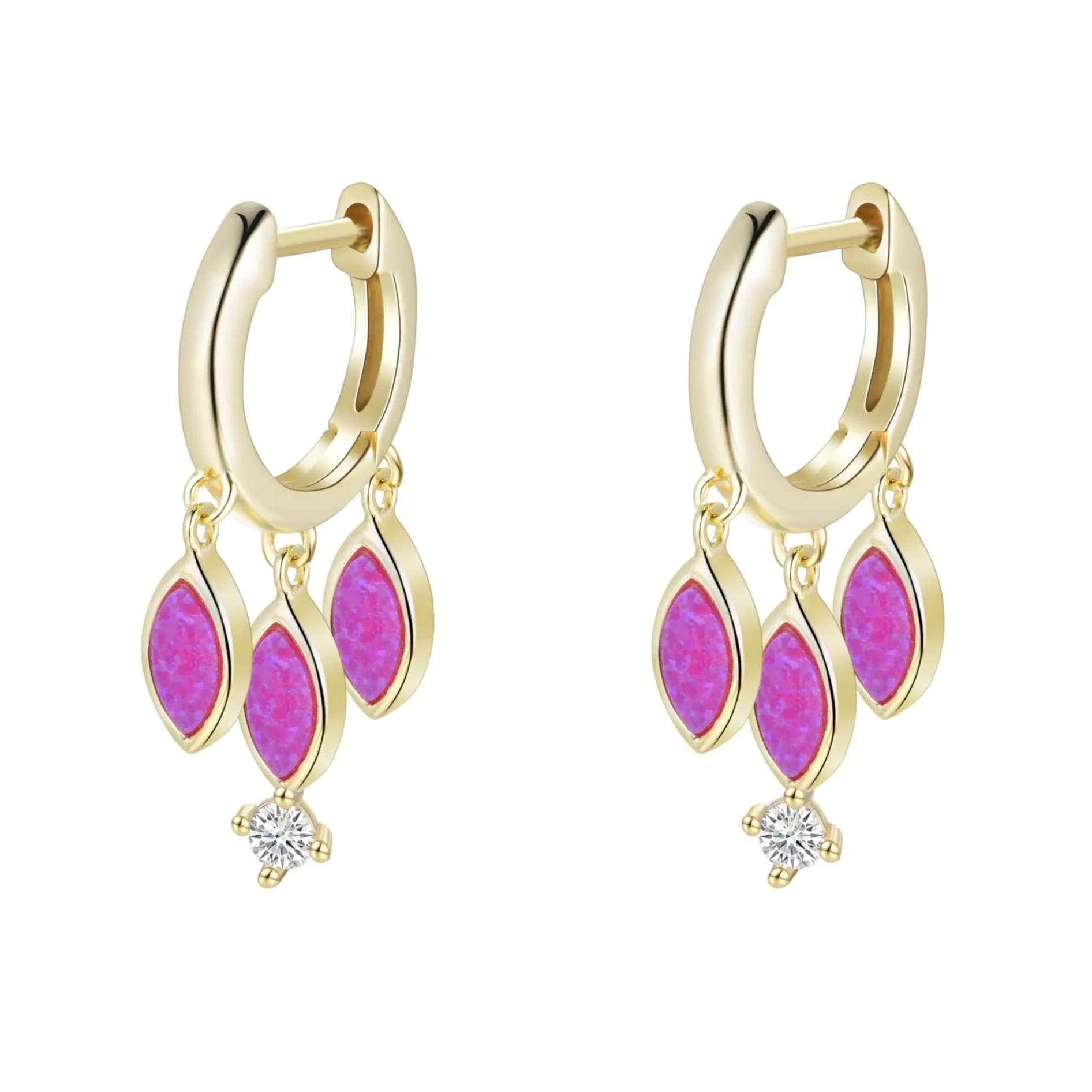 Opal Boho Shaker Huggie Earrings