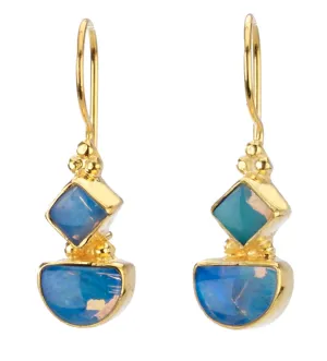 Opal Double Stone Drop Earrings