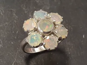 Opal Flower Ring - Yellow Cocktail Ring - Vintage Statement Ring