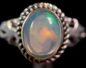 OPAL RING - Sterling Silver, Size 9.5 - Ethiopian Opal Rings for Women, Bridal Jewelry, Welo Opal, 49173