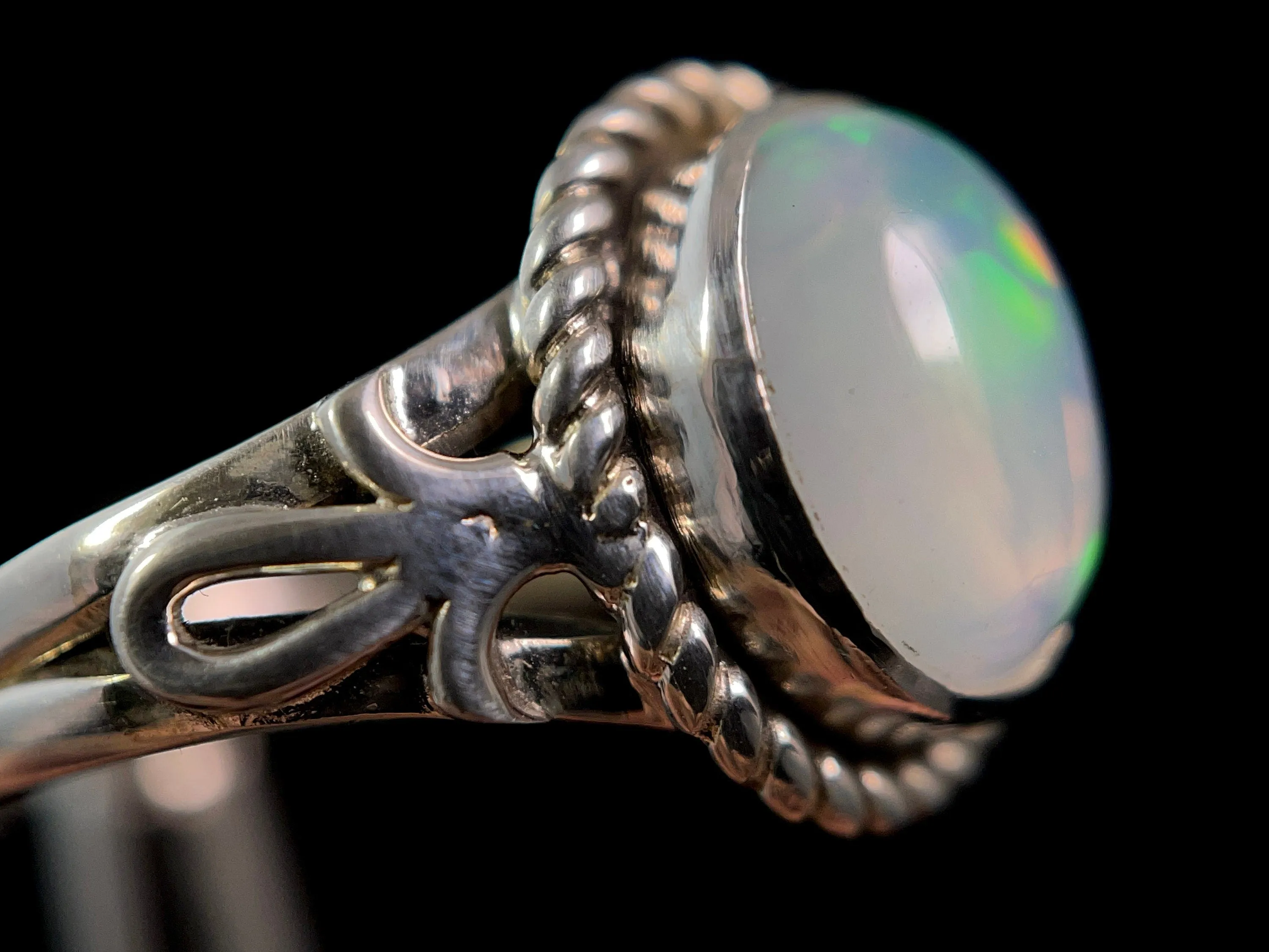 OPAL RING - Sterling Silver, Size 9.5 - Ethiopian Opal Rings for Women, Bridal Jewelry, Welo Opal, 49173