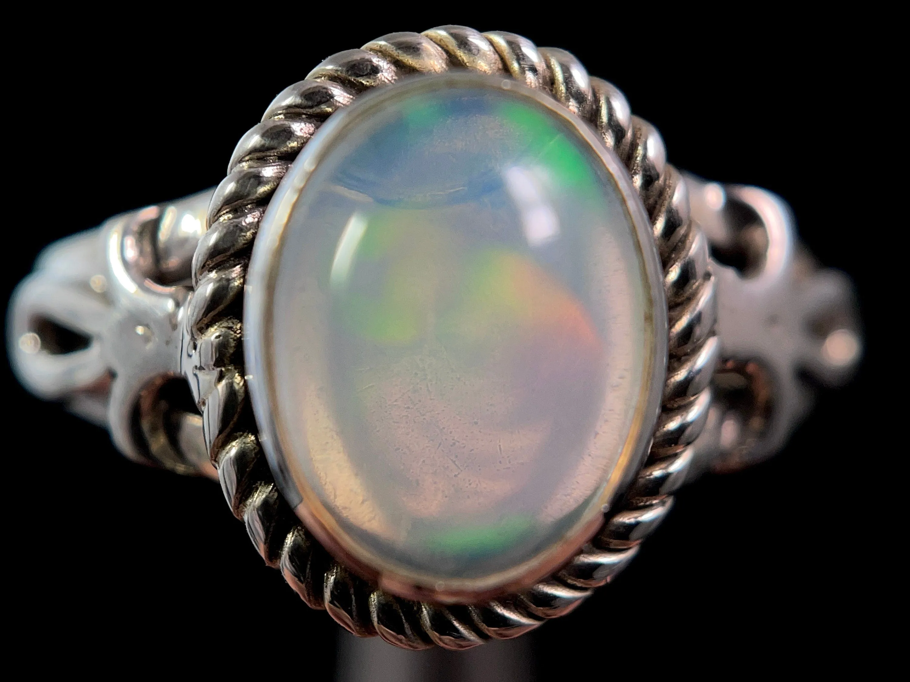 OPAL RING - Sterling Silver, Size 9.5 - Ethiopian Opal Rings for Women, Bridal Jewelry, Welo Opal, 49173