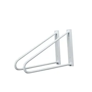 Original Hairpin Shelf Brackets / Floating Desk Brackets, Pair of 2‚ White