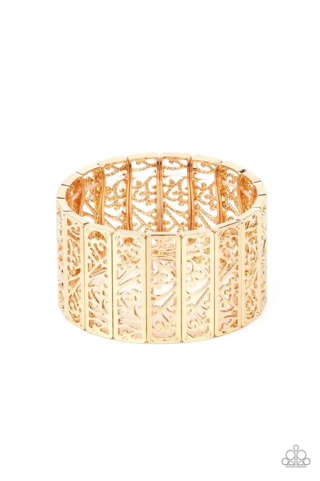 Paparazzi Bracelet ~ Ornate Orchards - Gold