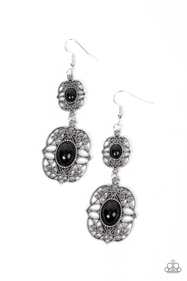 Paparazzi Earring ~ Victorian Villa - Black
