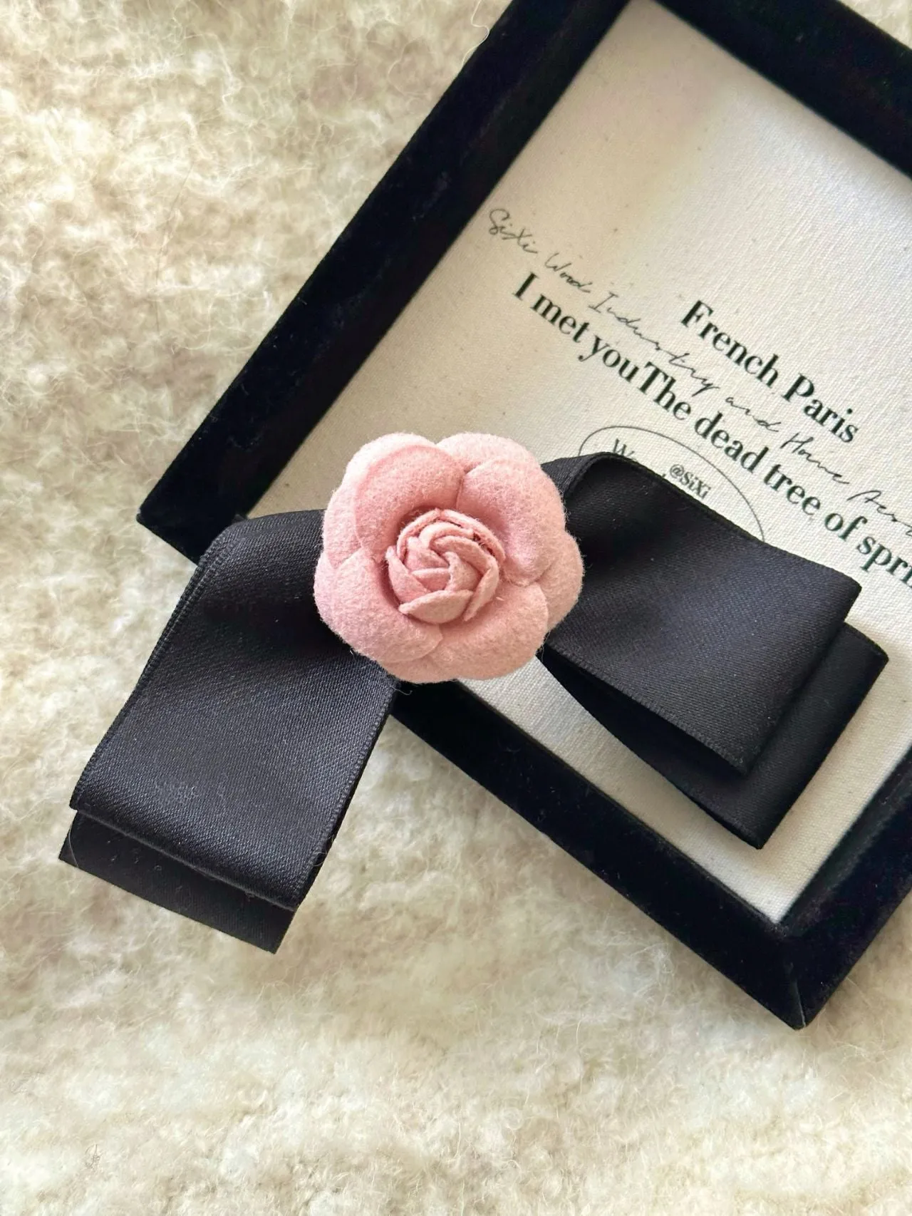 Pastel Pink Camelia Dream ribbon hairpin
