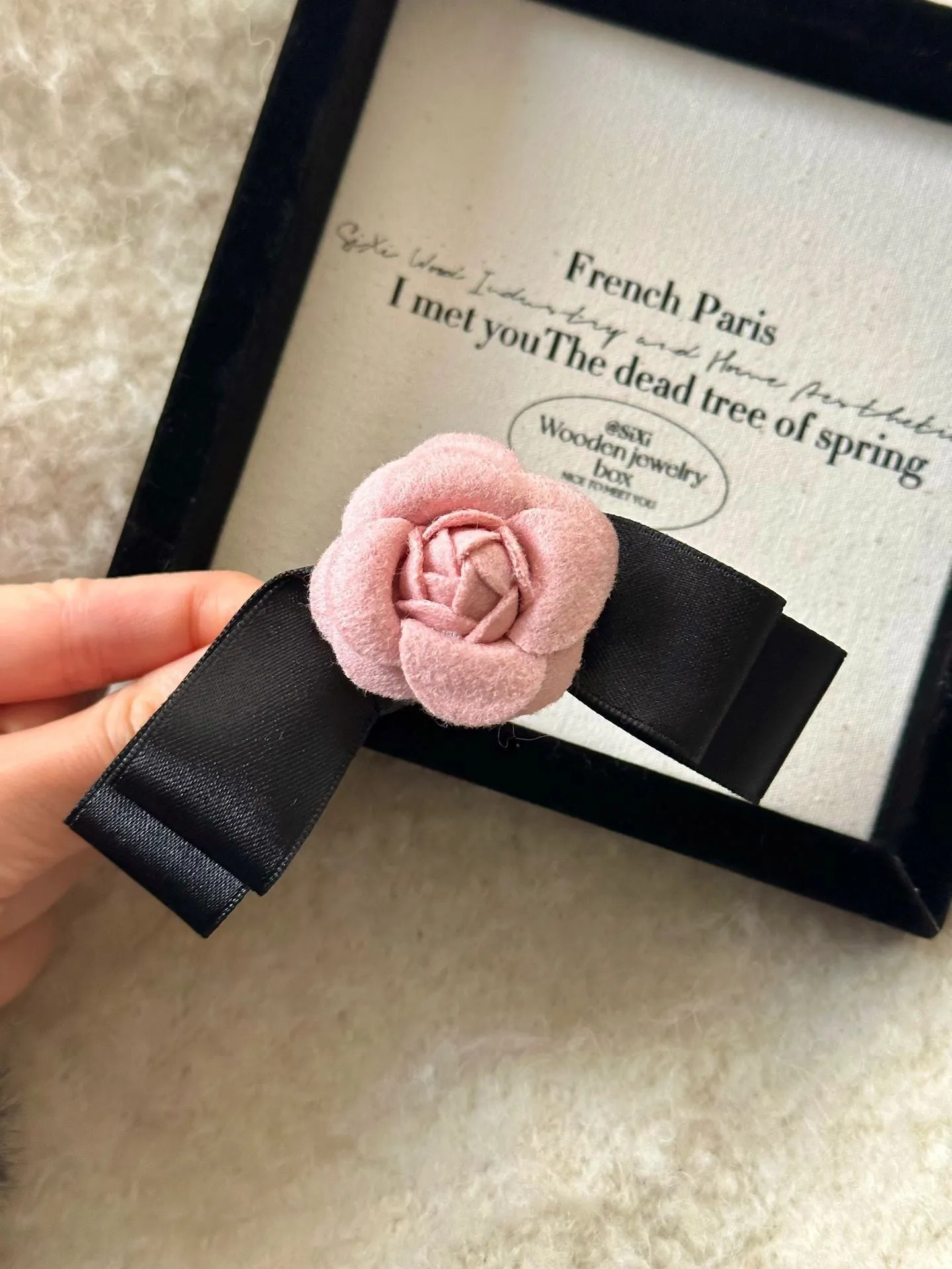 Pastel Pink Camelia Dream ribbon hairpin