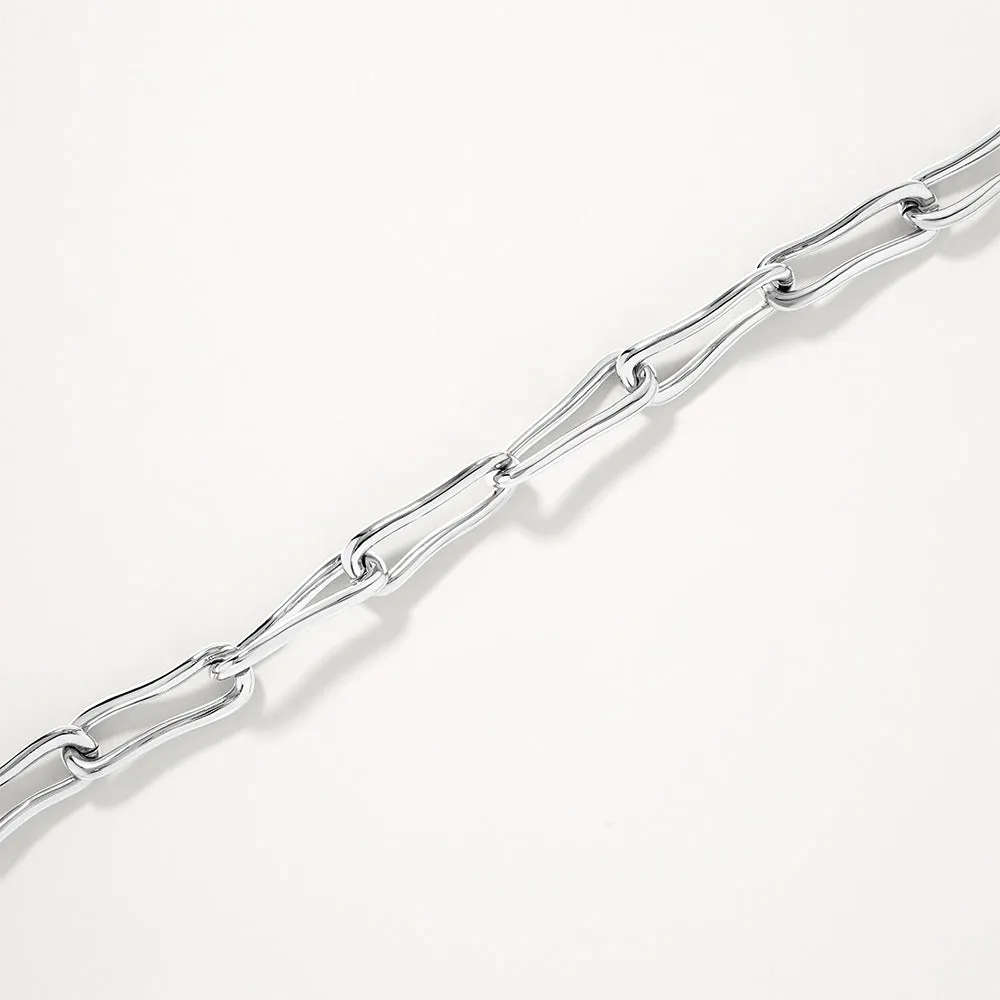 Pinched Paperclip Chain Bracelet in Silver