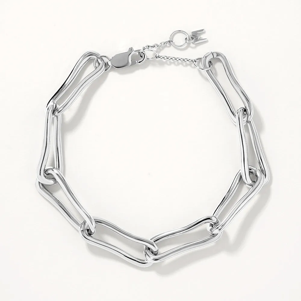 Pinched Paperclip Chain Bracelet in Silver