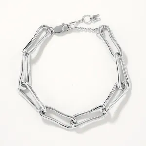 Pinched Paperclip Chain Bracelet in Silver