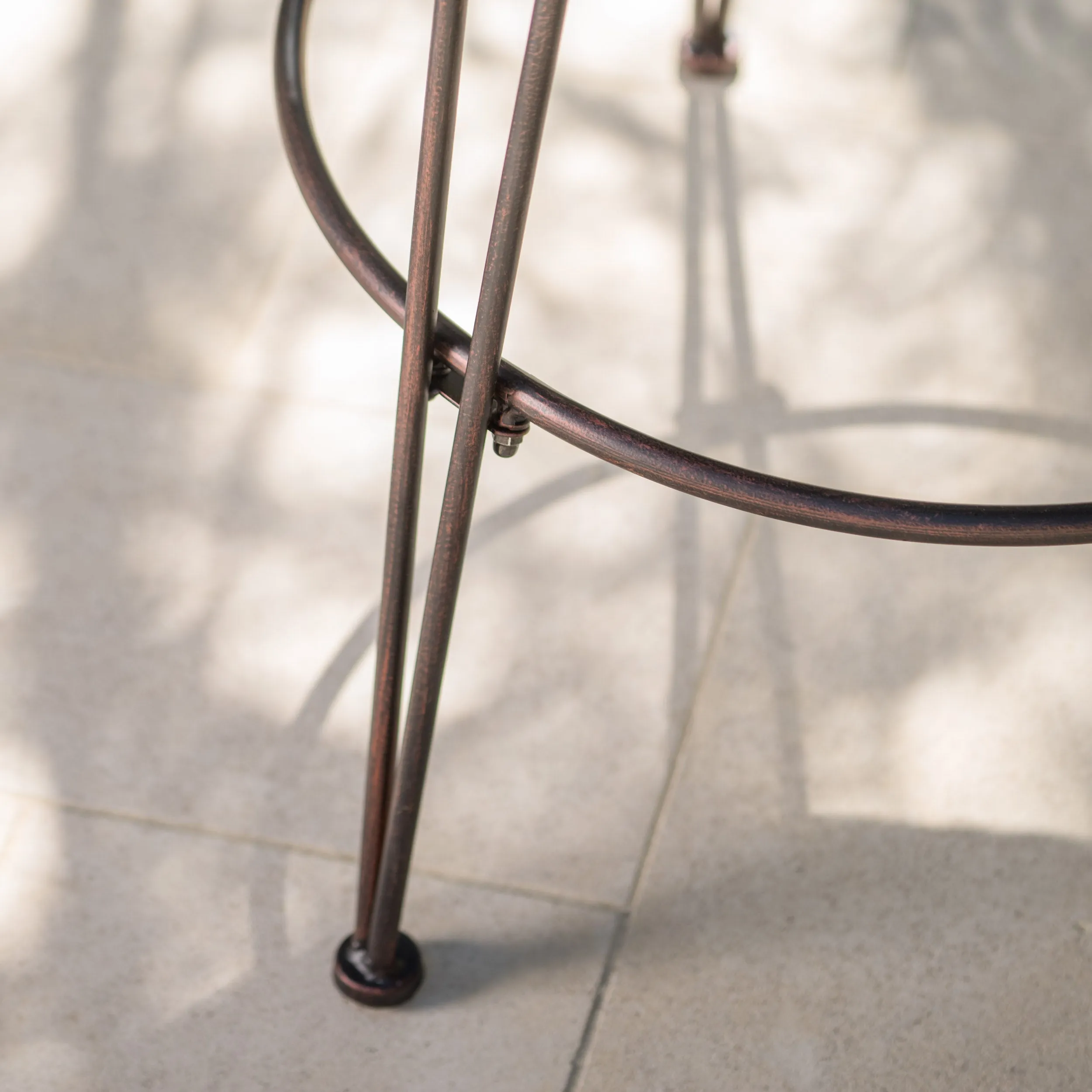 Pines 18-Inch Outdoor Wicker Barstools with Black Brush Copper Iron Frame (Set of 2)