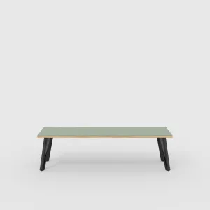 Plywood Bench Seat with Black Box Hairpin Legs - Formica Green Slate - 1600(w) x 400(d) x 450(h)