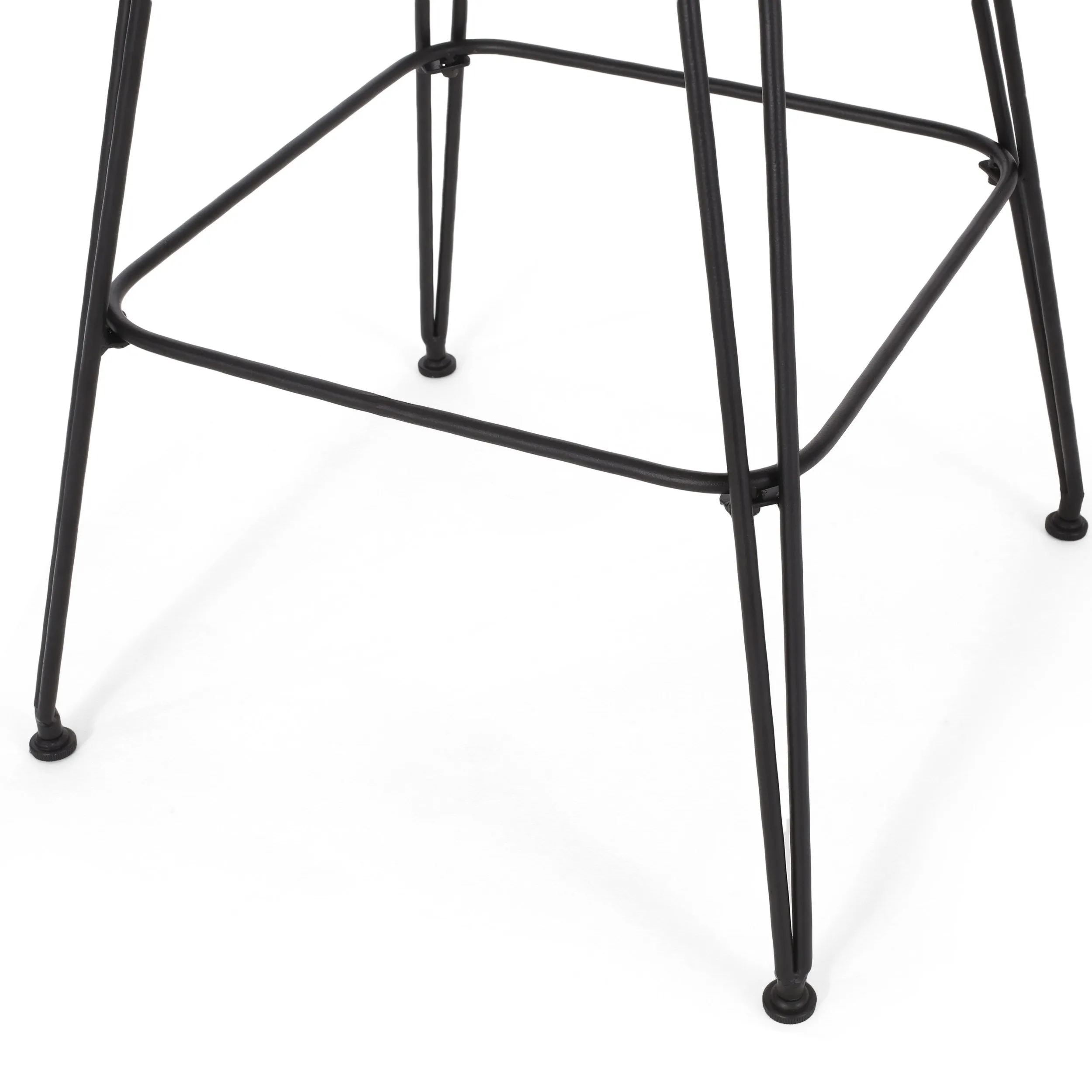 Pondway Outdoor Wicker and Iron Barstools with Cushion, Set of 4