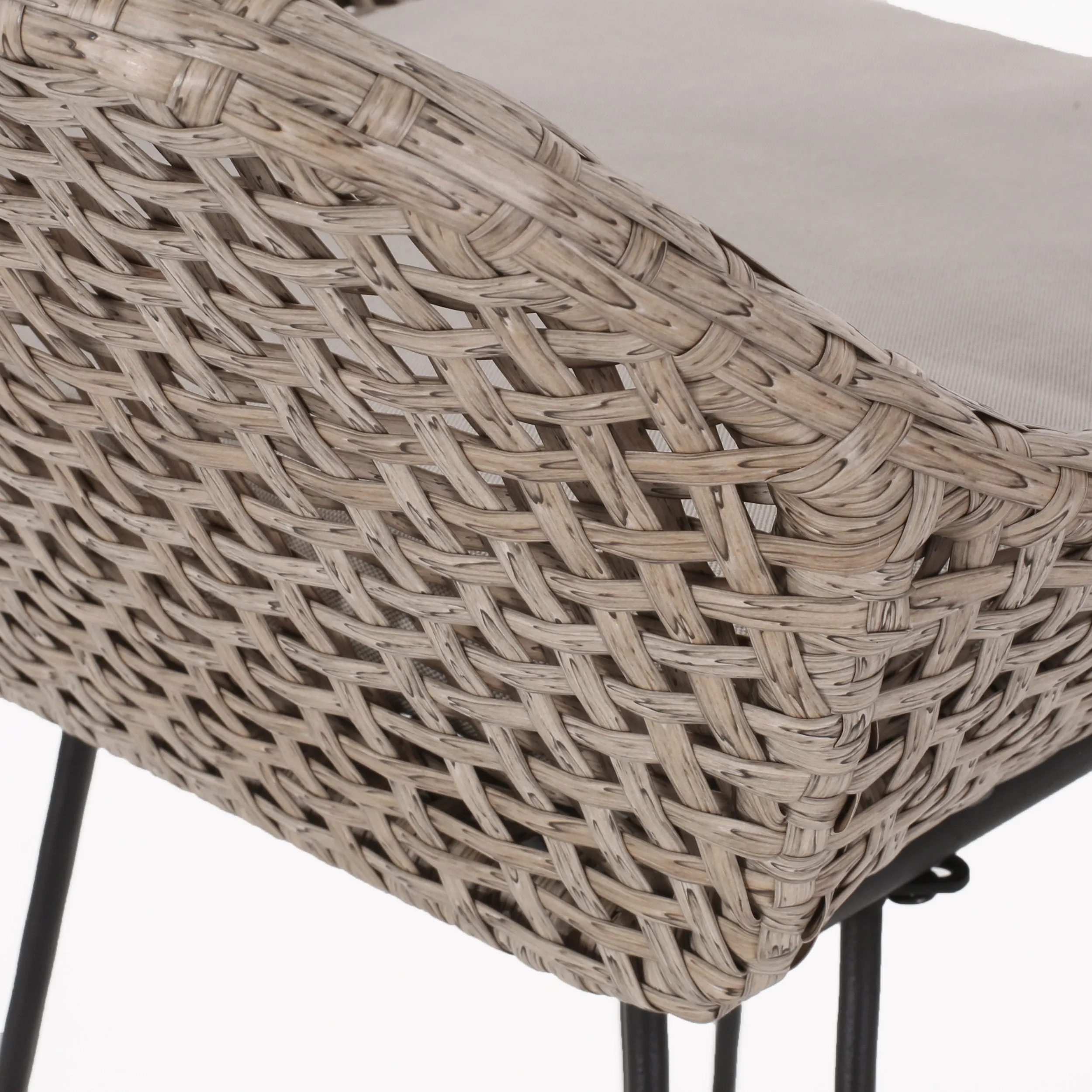 Pondway Outdoor Wicker and Iron Barstools with Cushion, Set of 4