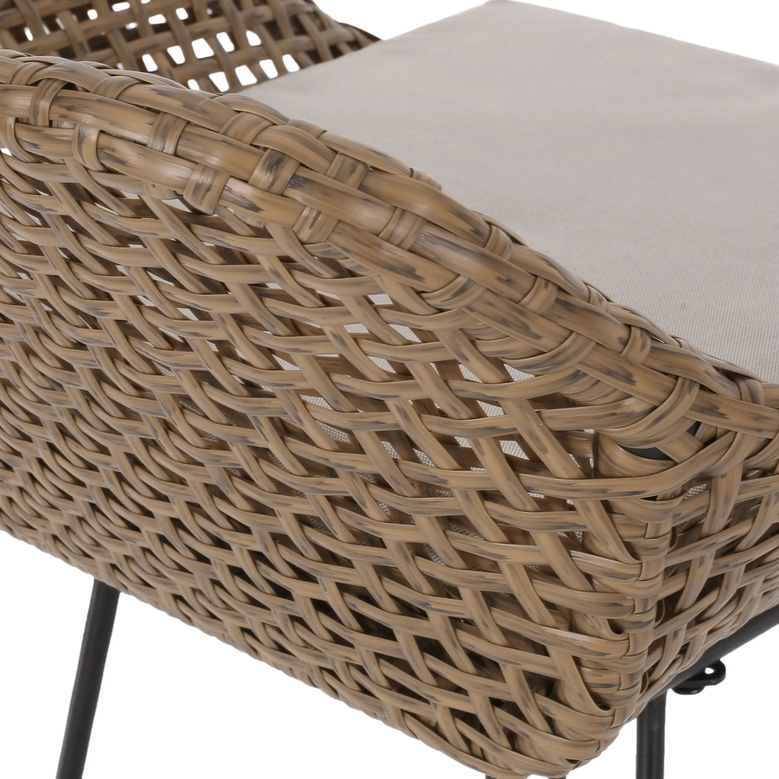 Pondway Outdoor Wicker and Iron Barstools with Cushion, Set of 4