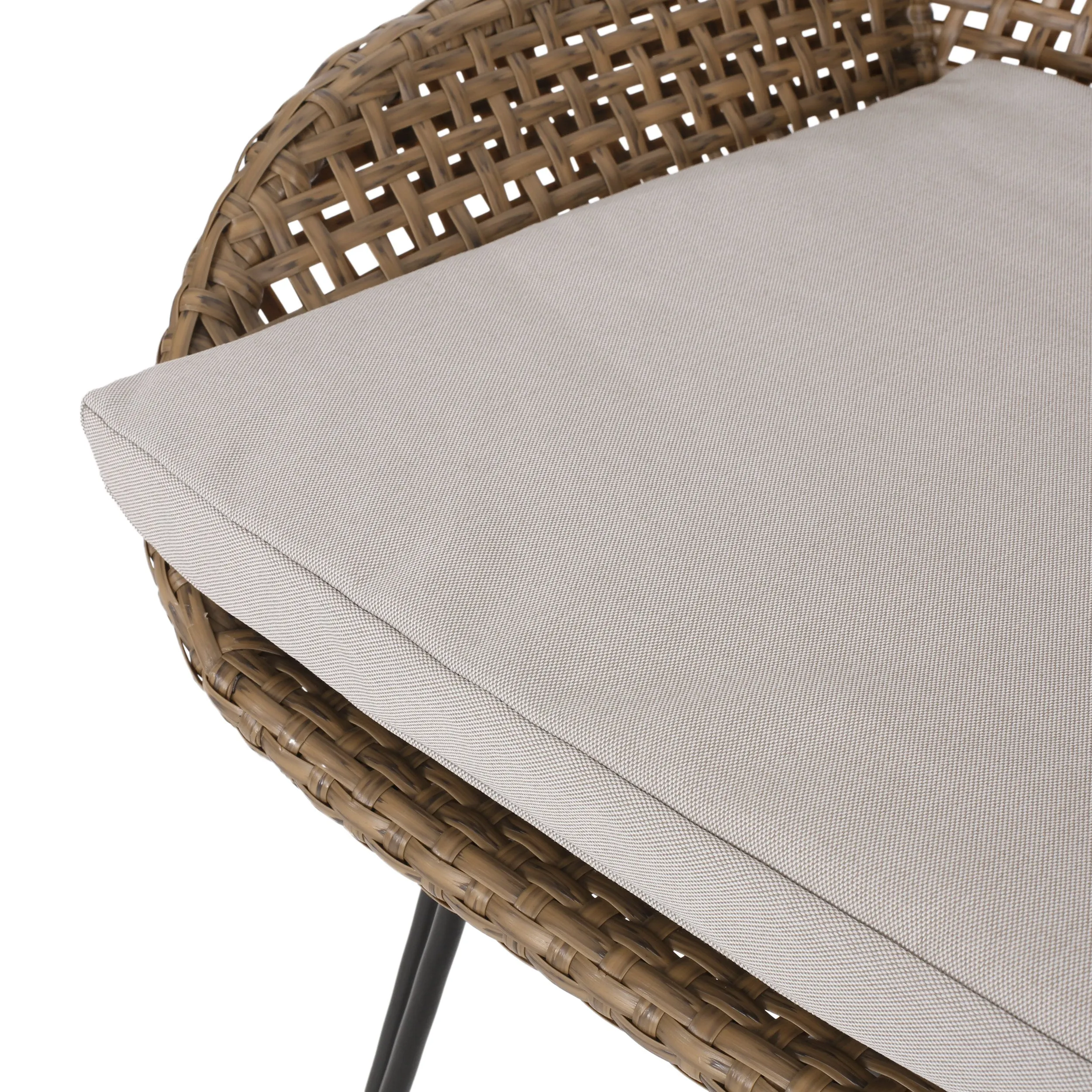 Pondway Outdoor Wicker and Iron Barstools with Cushion, Set of 4
