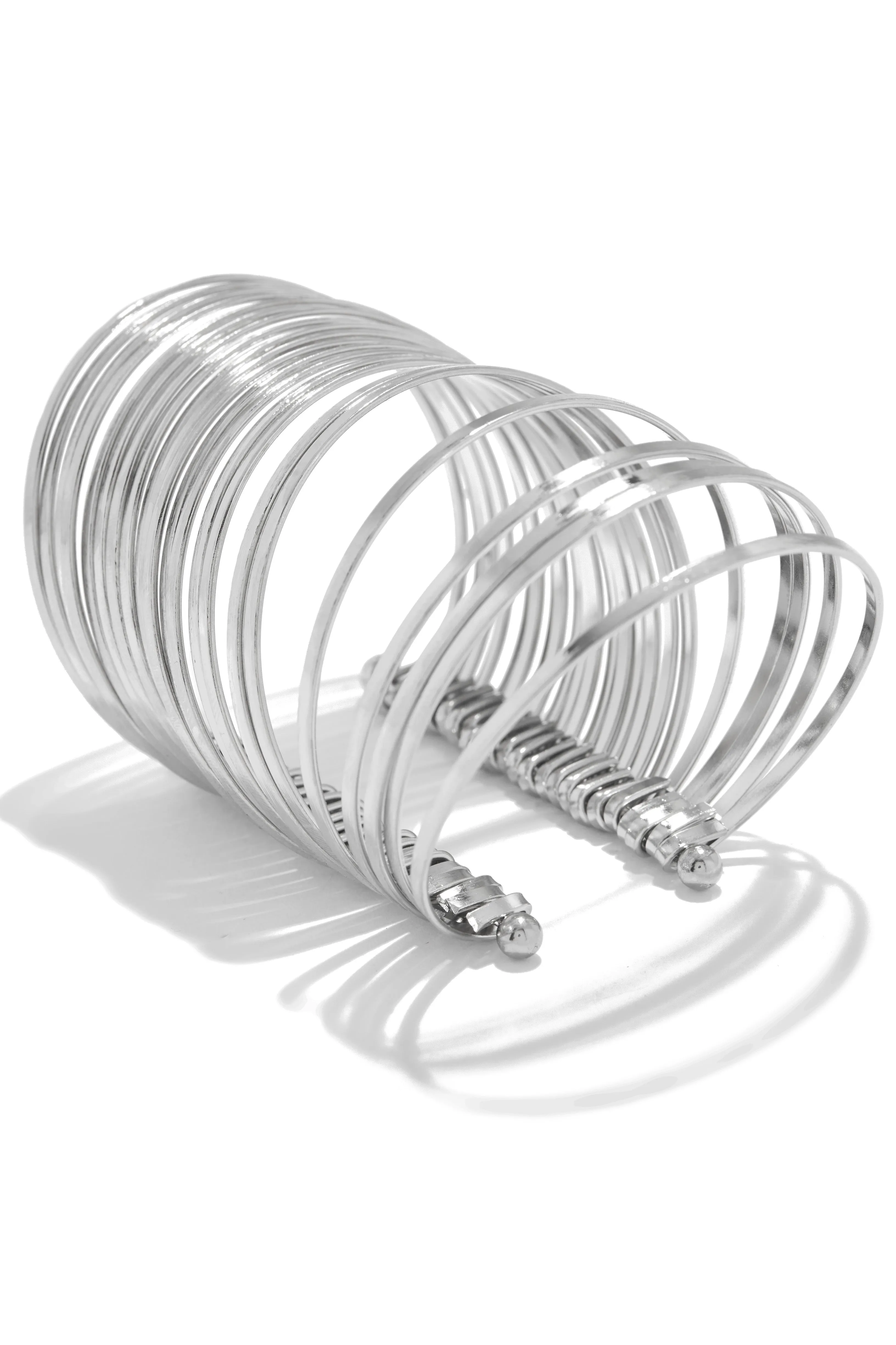 Ramona Multi Layer Cuff Bracelet - Silver