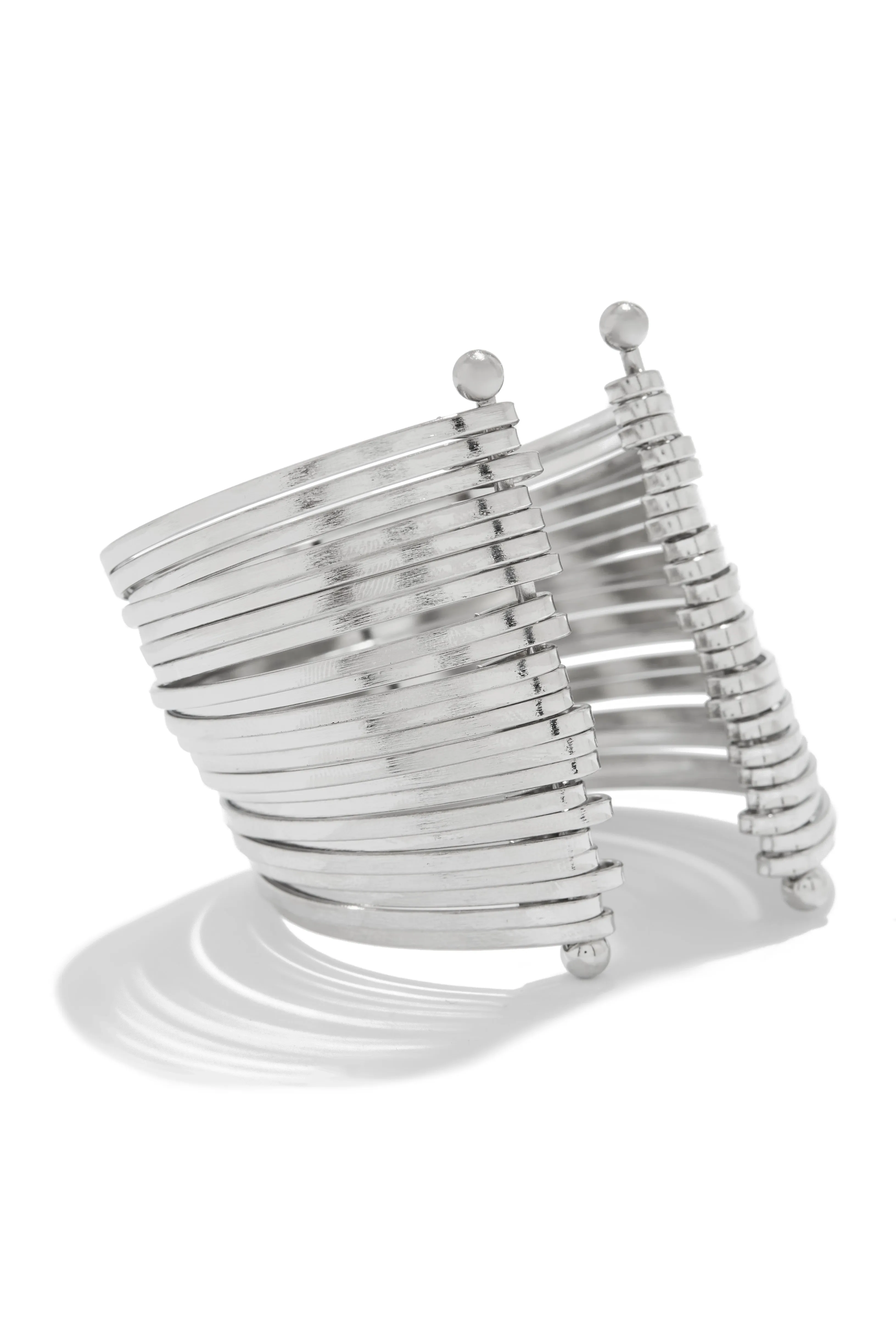 Ramona Multi Layer Cuff Bracelet - Silver
