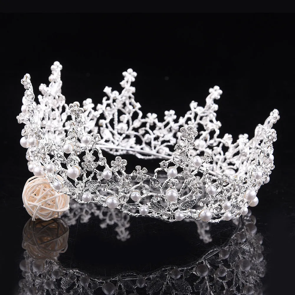 Retro high-end large round bridal crown palace queen luxury full circle crown