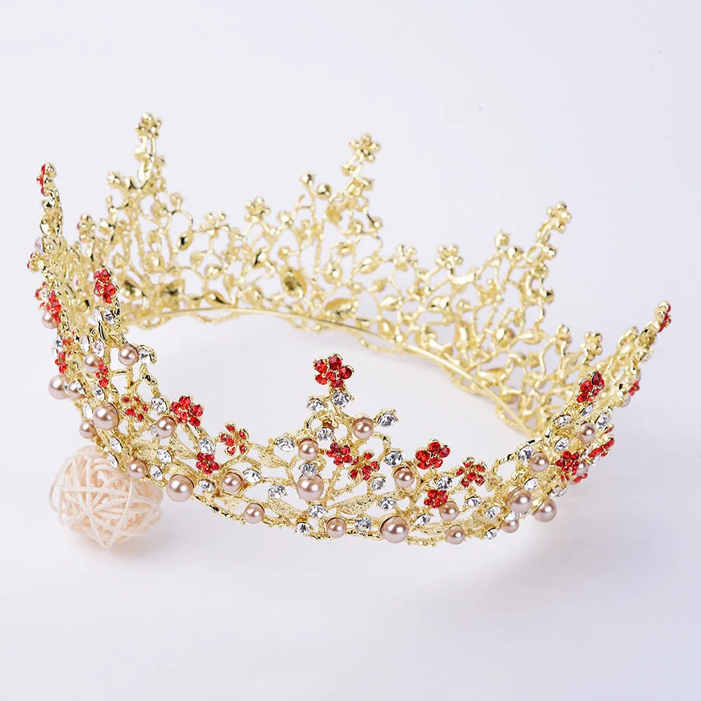 Retro high-end large round bridal crown palace queen luxury full circle crown