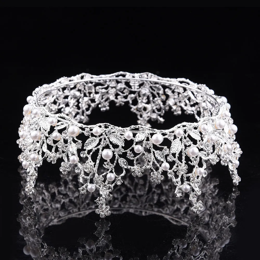 Retro high-end large round bridal crown palace queen luxury full circle crown