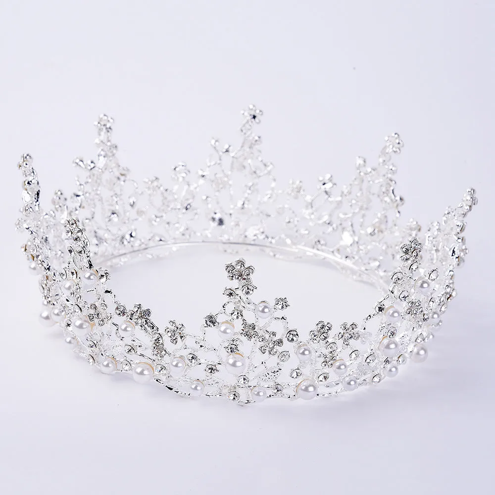Retro high-end large round bridal crown palace queen luxury full circle crown
