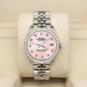 Rolex Datejust 31mm 3.30ct Diamond Bezel/Bracelet/Royal Pink MOP Watch  TFJ-142508196