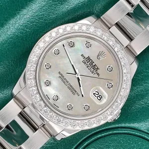 Rolex Datejust Midsize 31mm 1.52ct Bezel/Champagne MOP Diamond Dial Oyster Watch TFJ-142507881